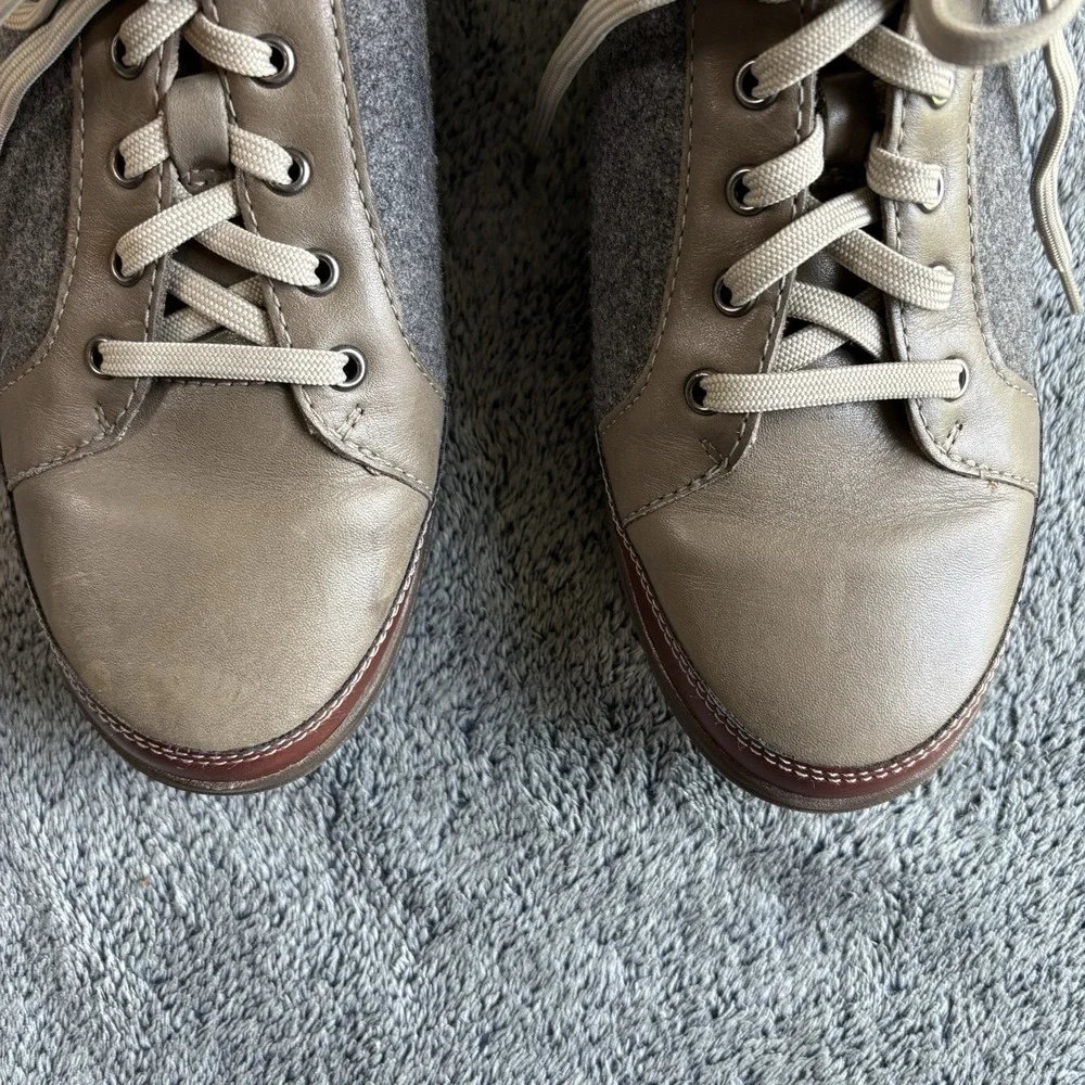 Cobb Hill Womens Leather Wool Casual Sneakers Lace Up Shoes Size 7‎ Gray Beige